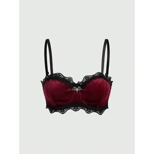 Goth Emo Punk Red Velvet Crop Top Bralette w/ Bat Charm S (4)